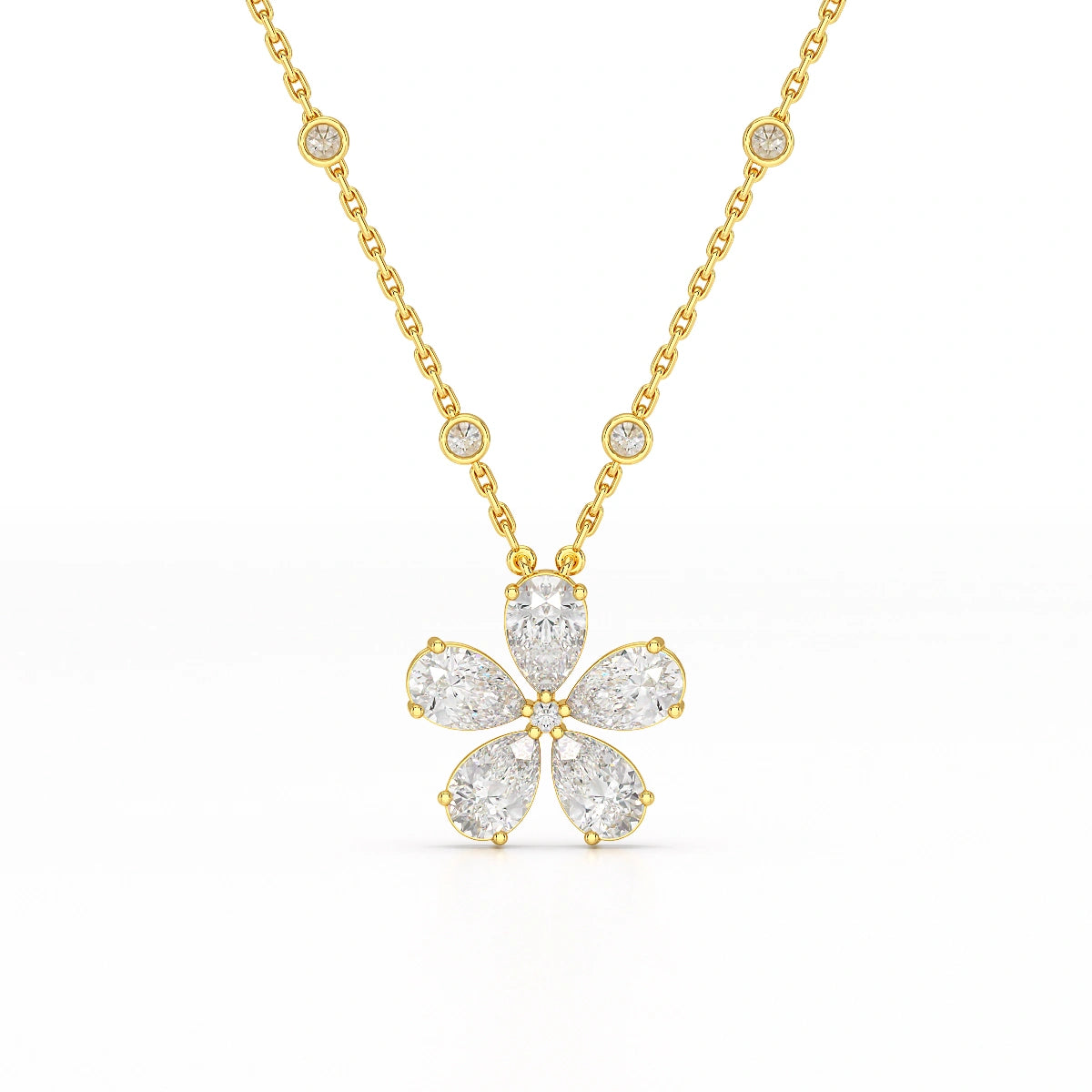 3.29 CT Pear Cut Lab Diamond Chain Pendant