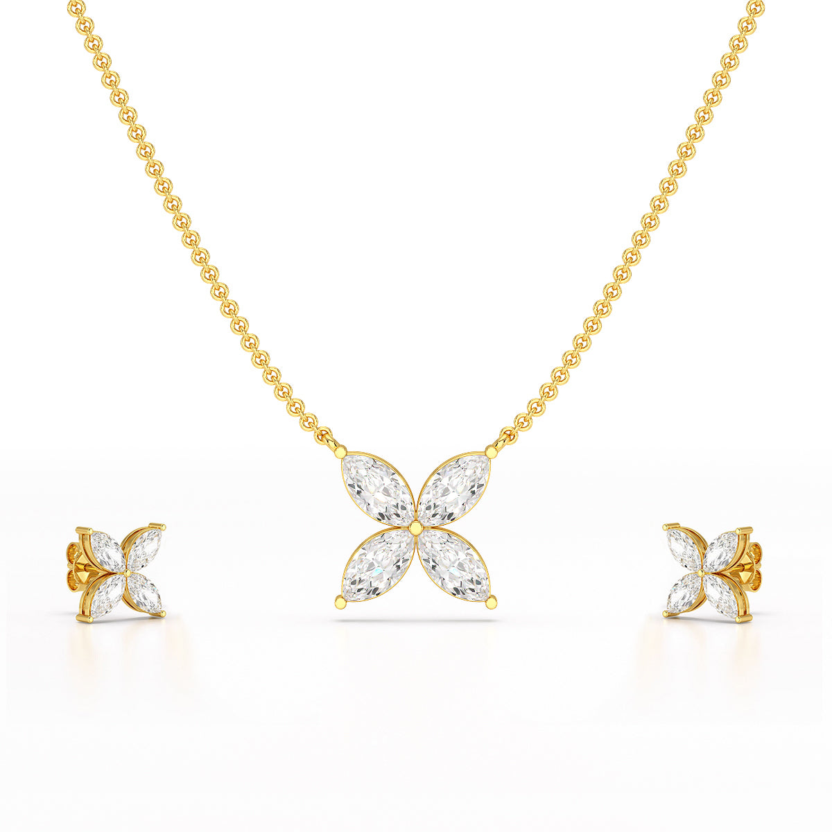 3.2 CT Marquise Cut Lab Diamond Earring and Pendant Set