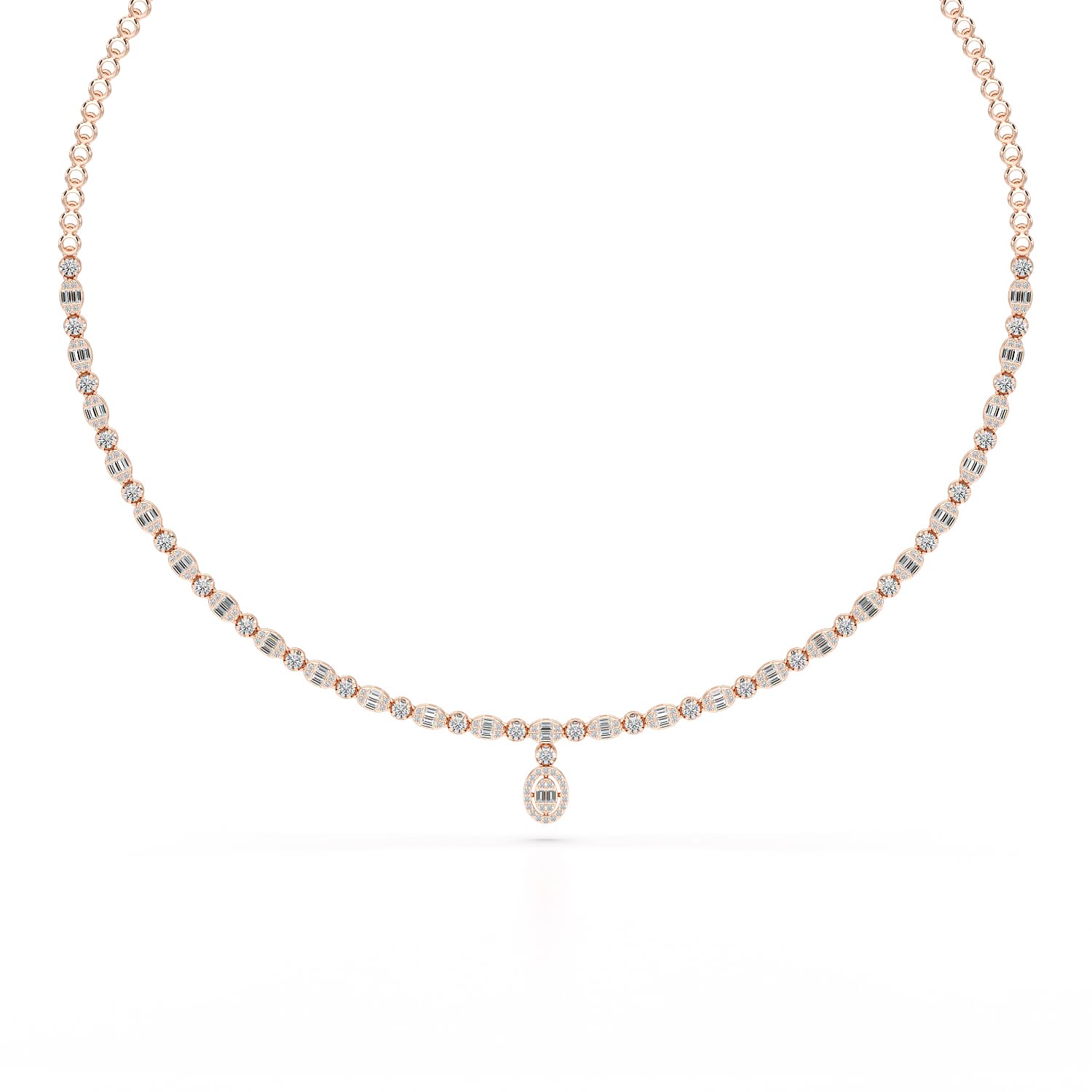 Baguette Cut Lab Created Diamond 3.53 CT Necklace
