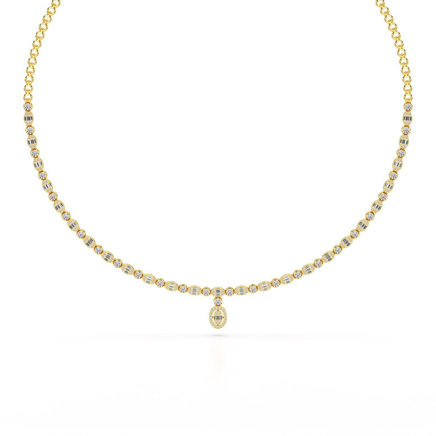 Baguette Cut Lab Created Diamond 3.53 CT Necklace
