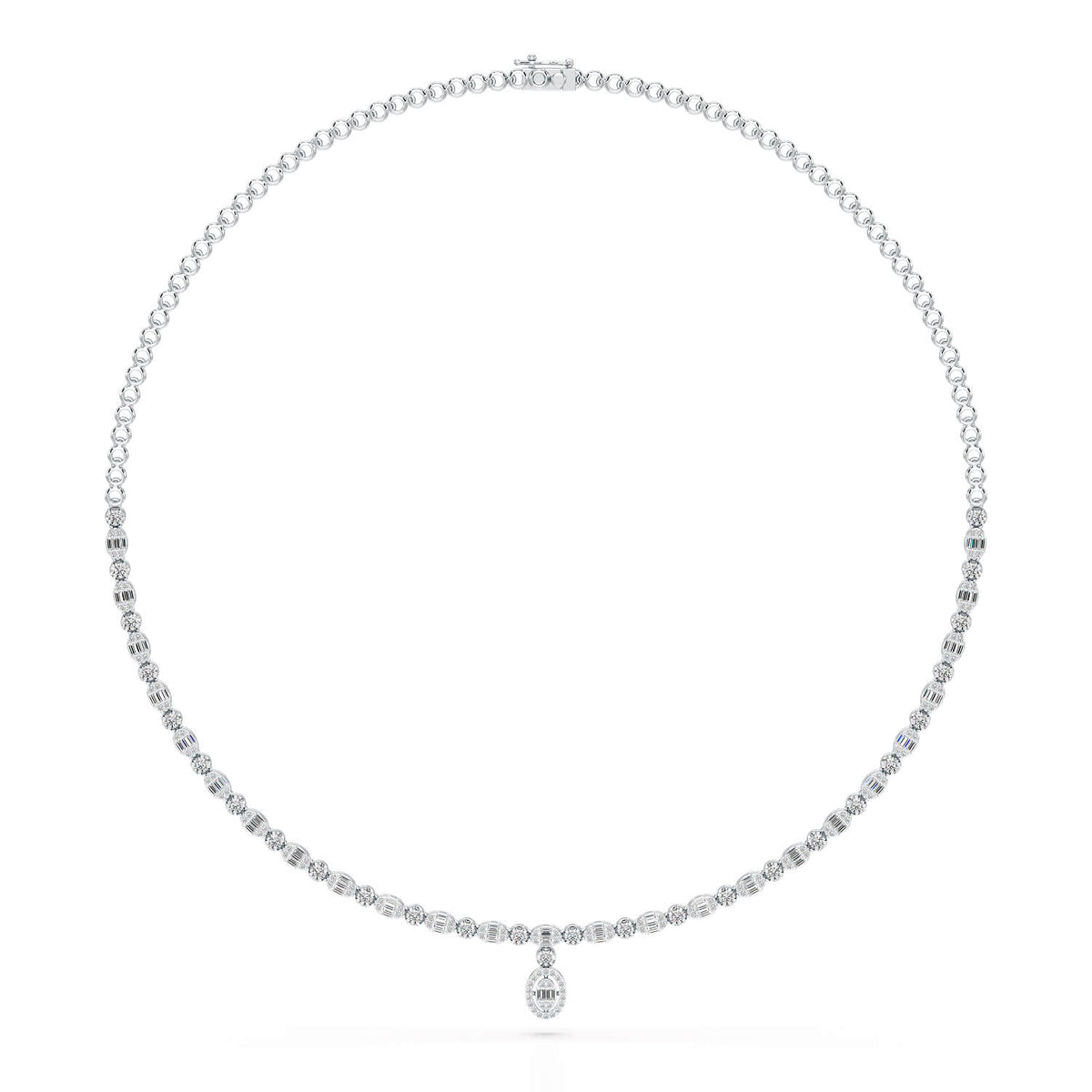 Baguette Cut Lab Created Diamond 3.53 CT Necklace