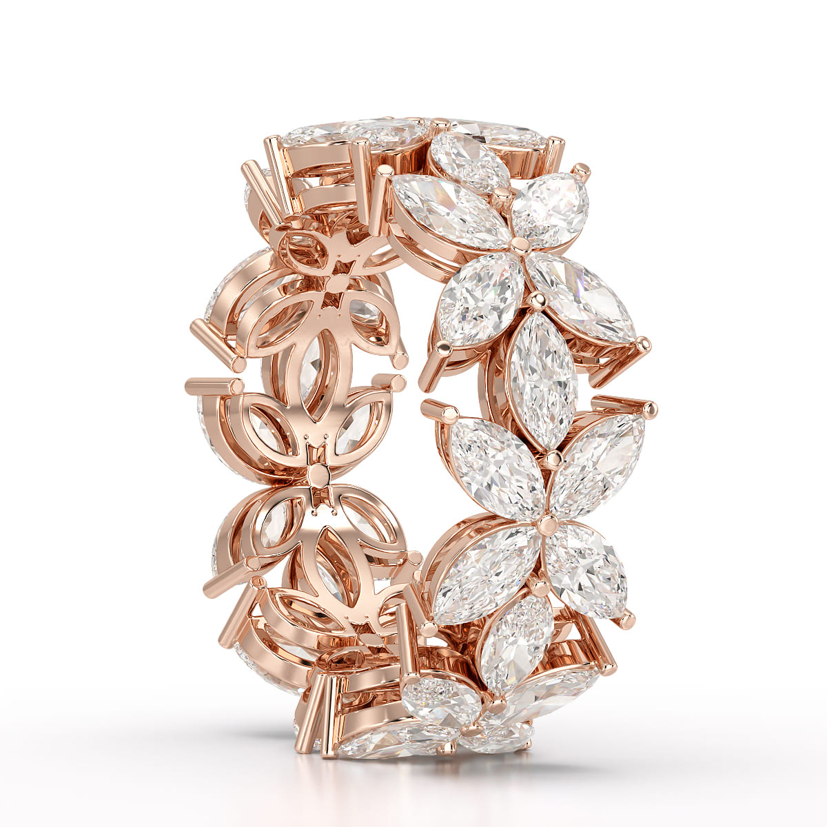 3.5 CT Marquise Cut Flower Shape Lab Diamond Ring