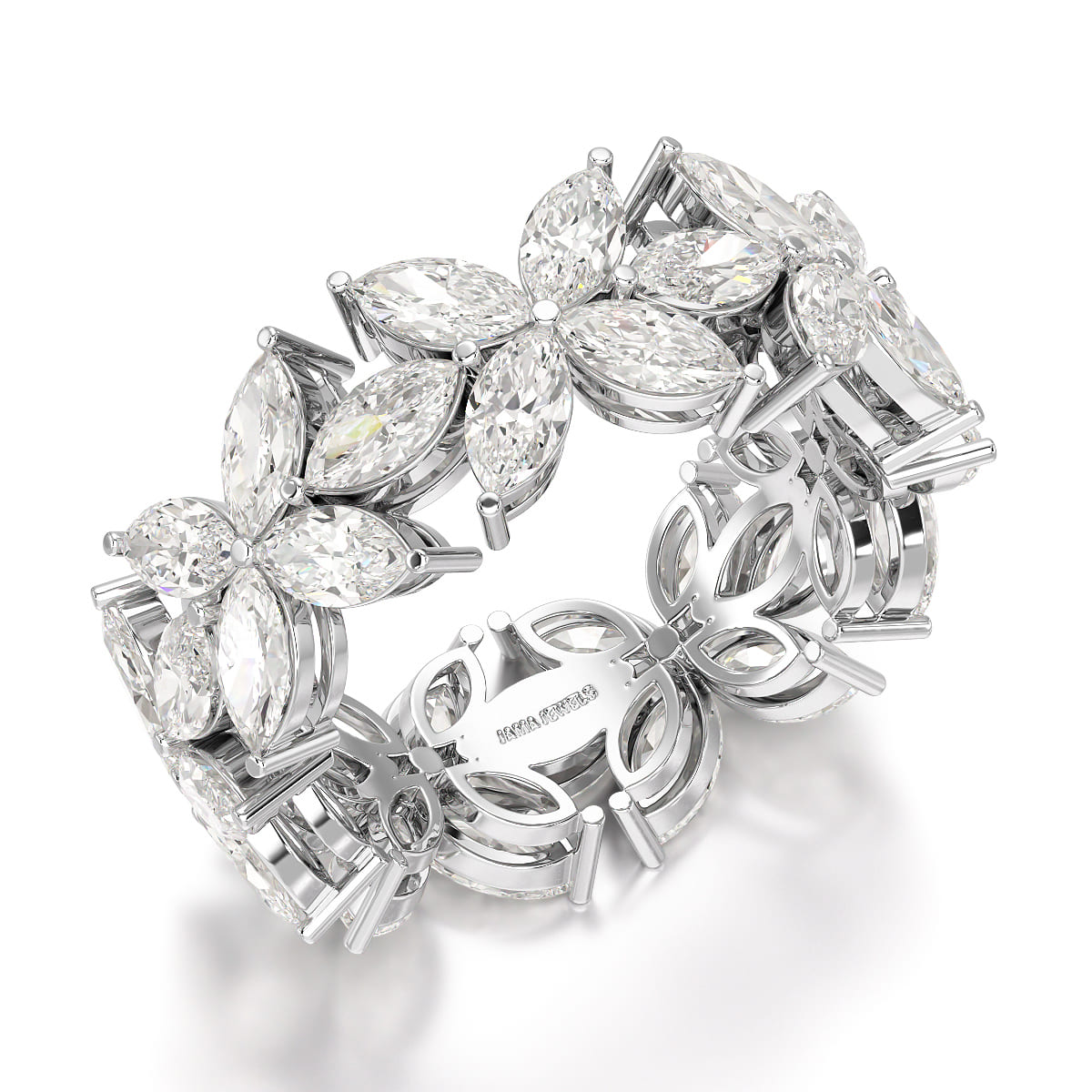 3.5 CT Marquise Cut Flower Shape Lab Diamond Ring