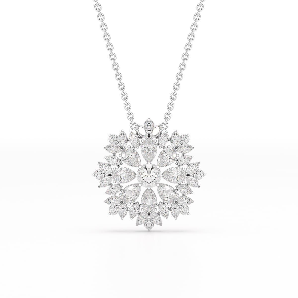 3.67 CT Lab Diamond Multi Shape Chain Pendant