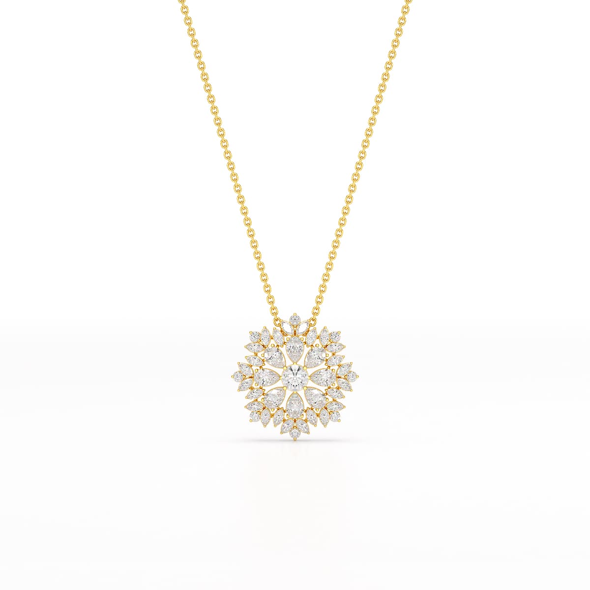 3.67 CT Lab Diamond Multi Shape Chain Pendant