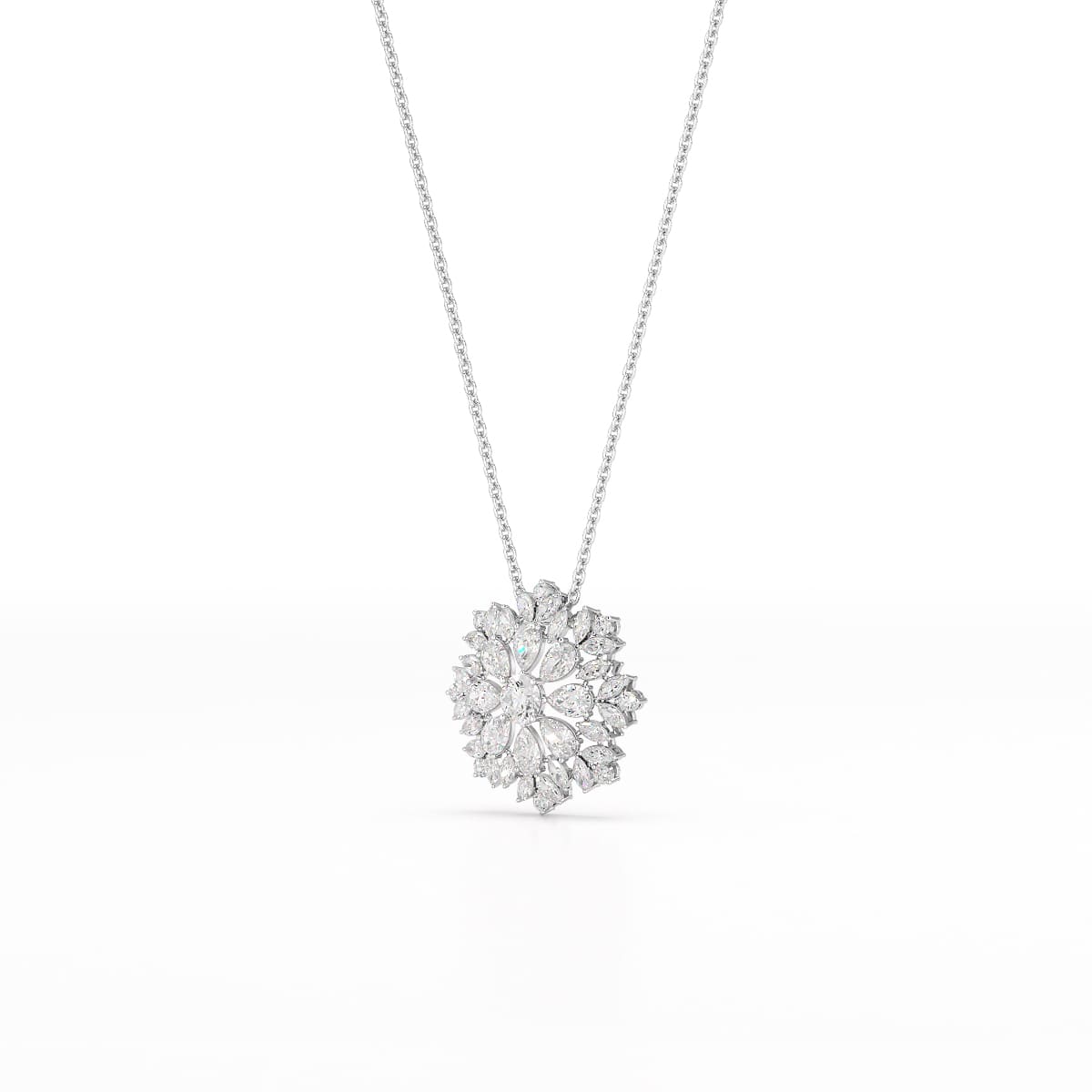 3.67 CT Lab Diamond Multi Shape Chain Pendant