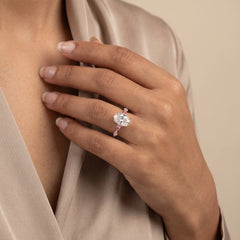 3.85 CT Oval Cut Hidden Halo Ring with Pink and White Marquise Diamonds