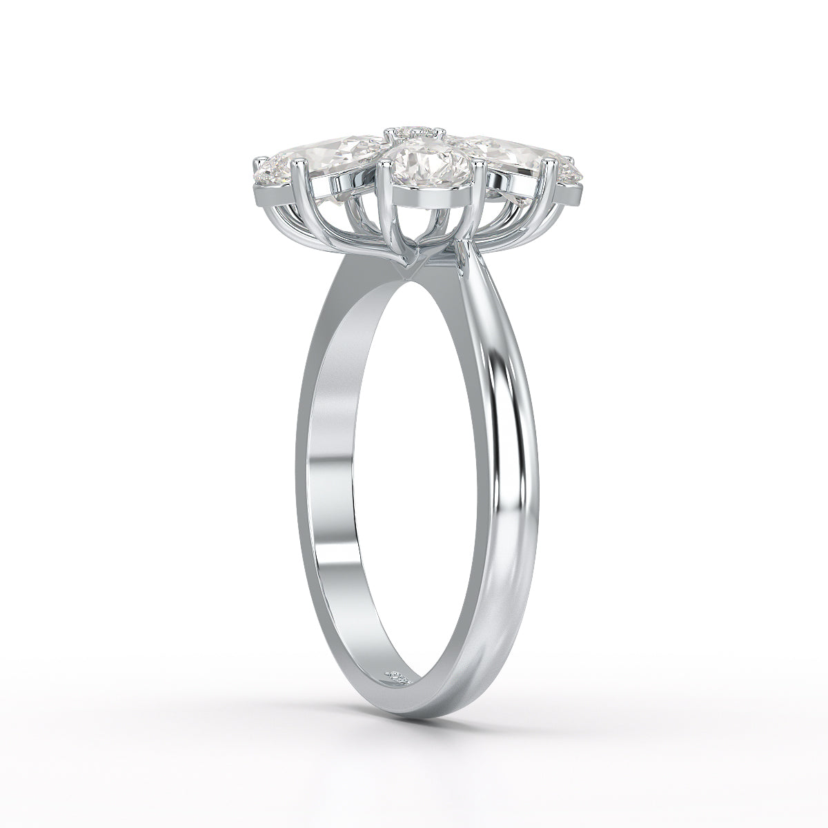 2.4 CT Pear Cut Lab Diamond Flower Shape Ring