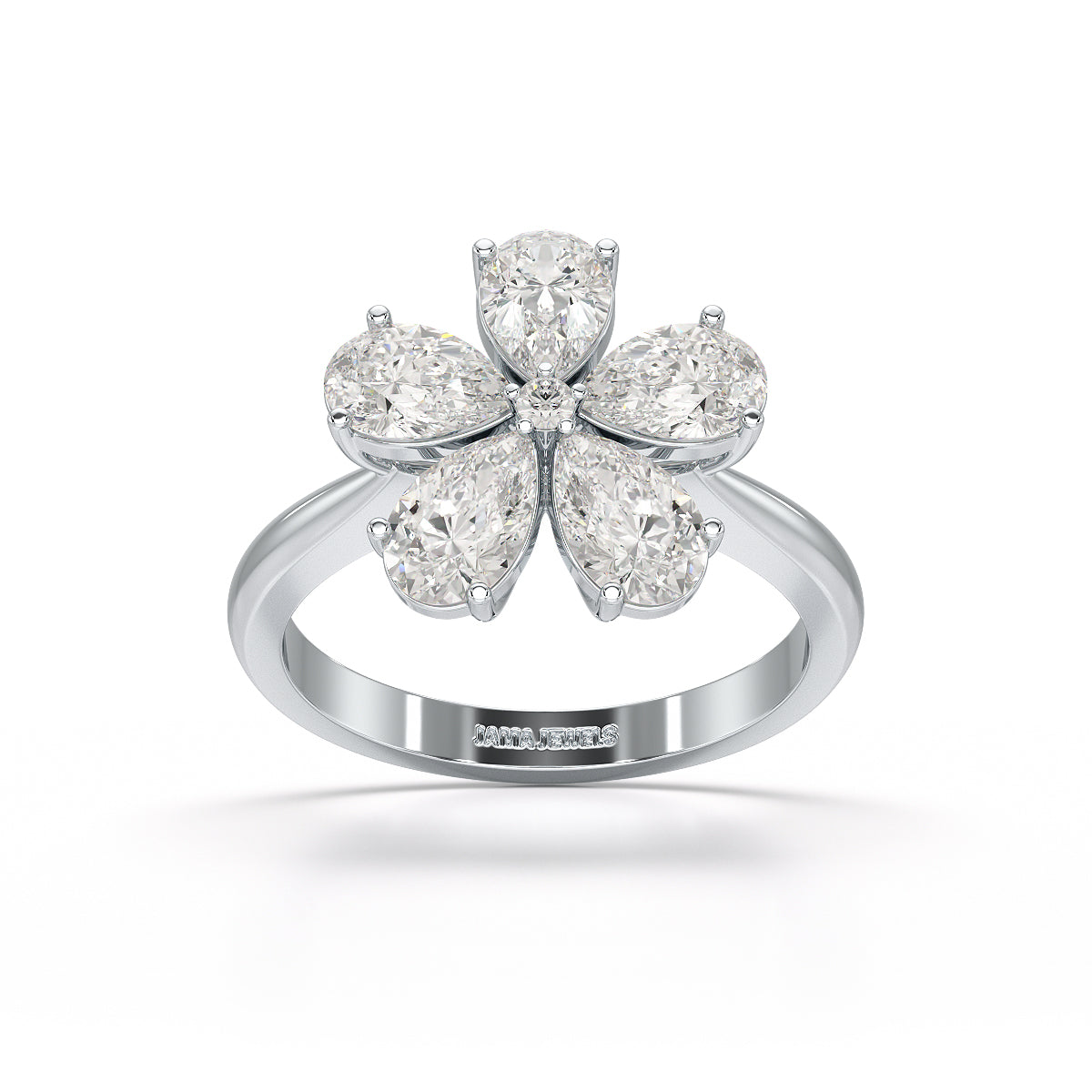 2.4 CT Pear Cut Lab Diamond Flower Shape Ring
