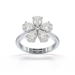 2.4 CT Pear Cut Lab Diamond Flower Shape Ring
