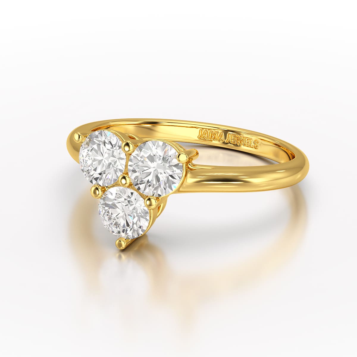 3 Stone Triangle Cut 1.03 CT Lab Diamond Engagement Ring - Jama Jewels 