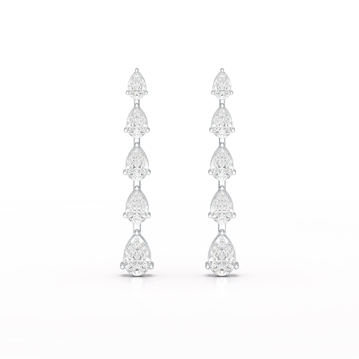 4.02 CT Pear Cut Dangle Drop Lab Diamond Earrings