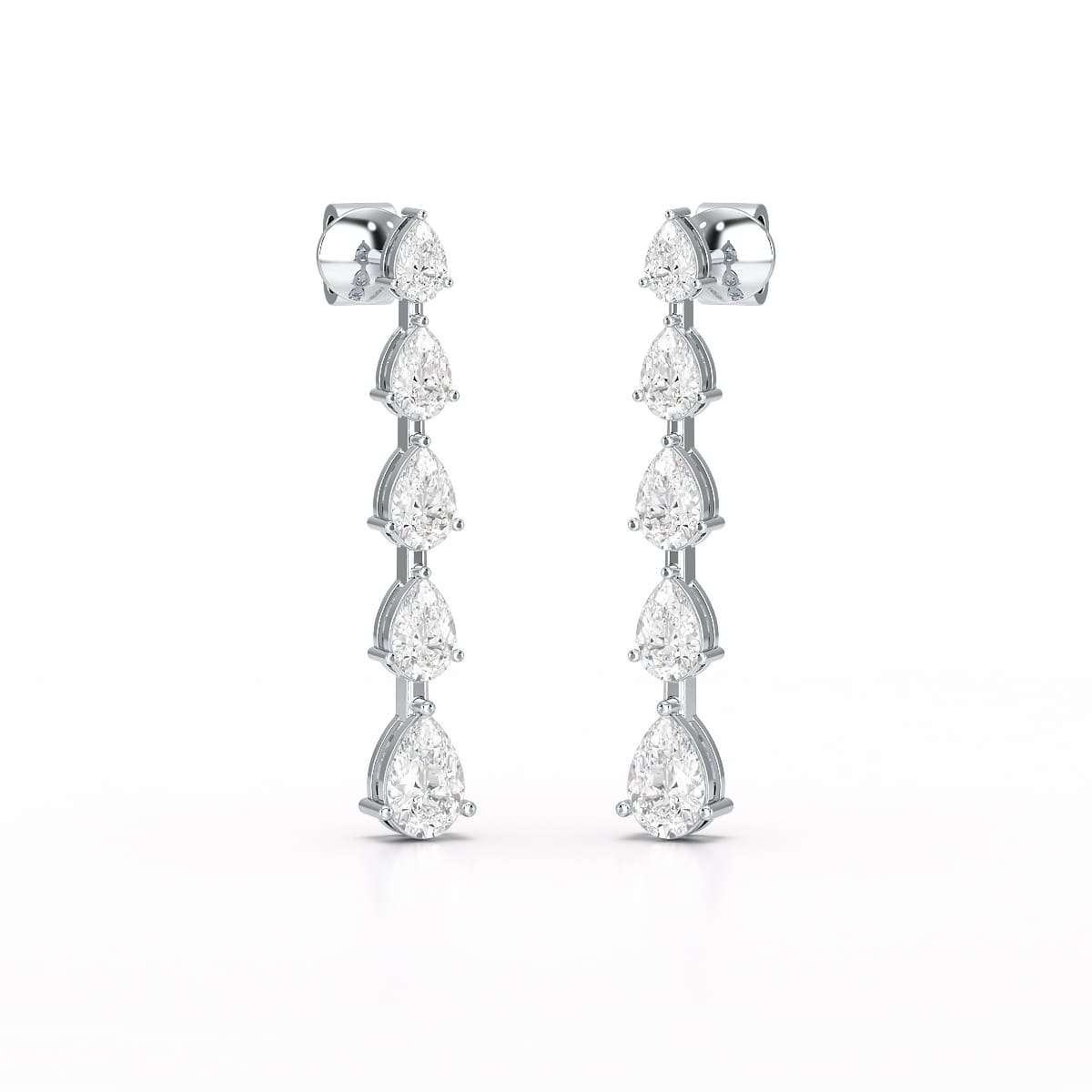 4.02 CT Pear Cut Dangle Drop Lab Diamond Earrings