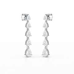 4.02 CT Pear Cut Dangle Drop Lab Diamond Earrings