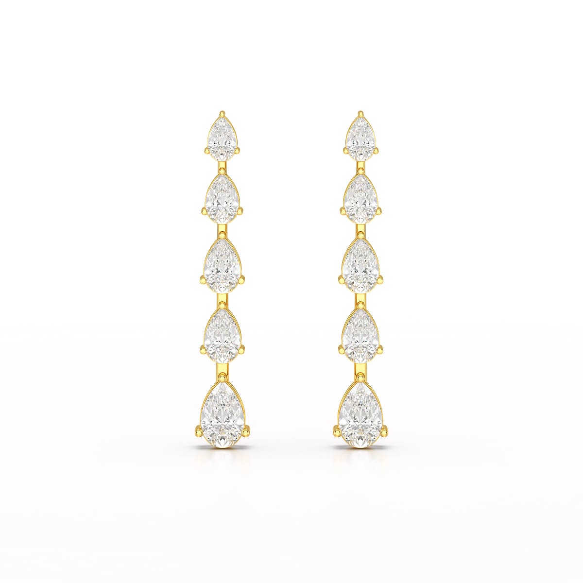 4.02 CT Pear Cut Dangle Drop Lab Diamond Earrings