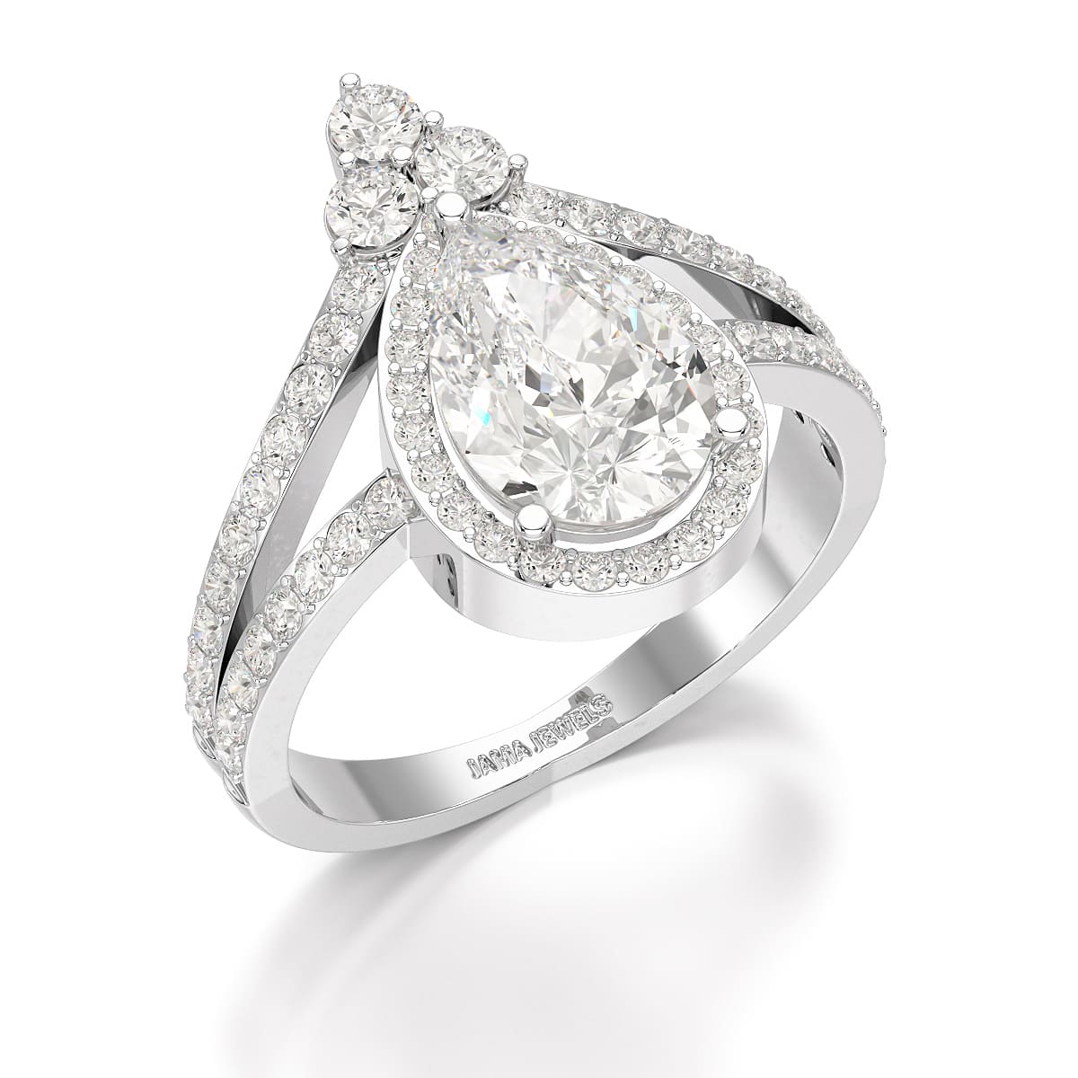 4.07 CT Lab Diamond Pear Cut Ring