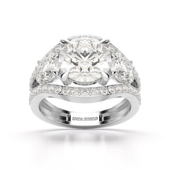 4.08 CT Lab Diamond Round Cut Classic Ring