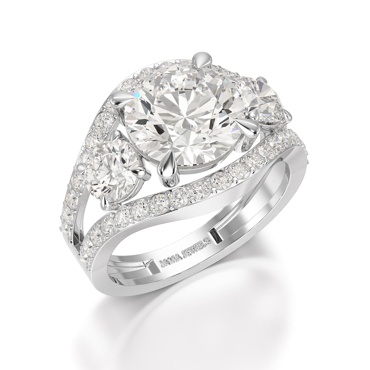 4.08 CT Lab Diamond Round Cut Classic Ring