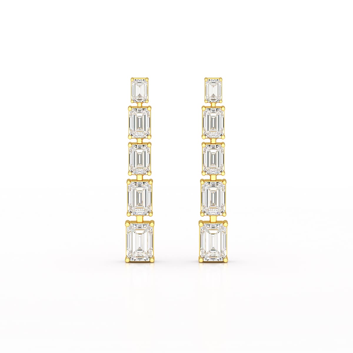 4.09 CT Emerald Cut Lab Diamond Dangle Earrings