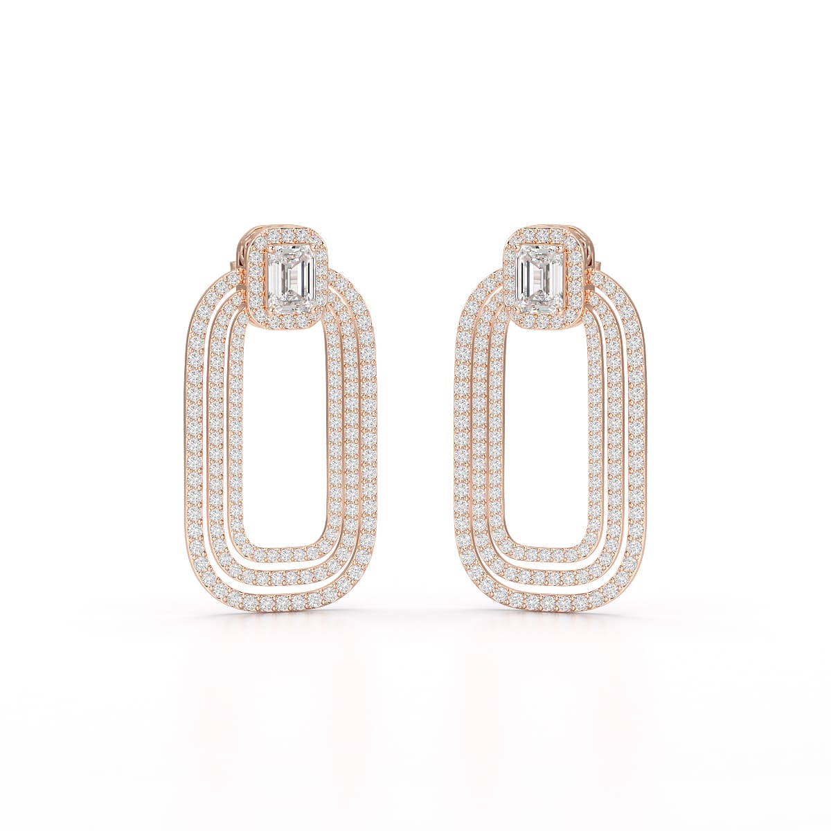 4.46 CT Lab Diamond Halo Drop Earrings