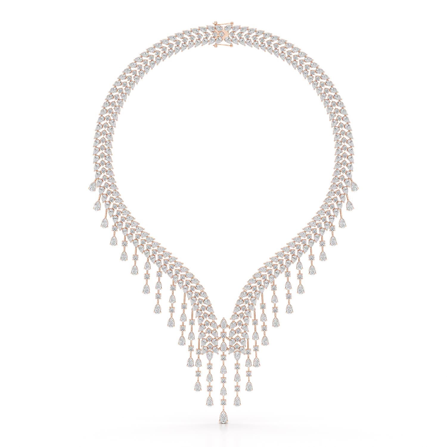 46.95 CT Lab Diamond Fancy Pear Cut Necklace