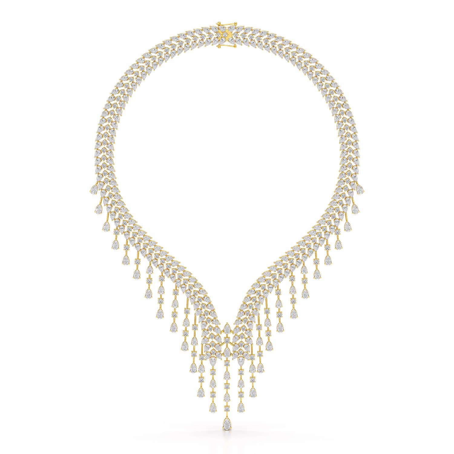 46.95 CT Lab Diamond Fancy Pear Cut Necklace