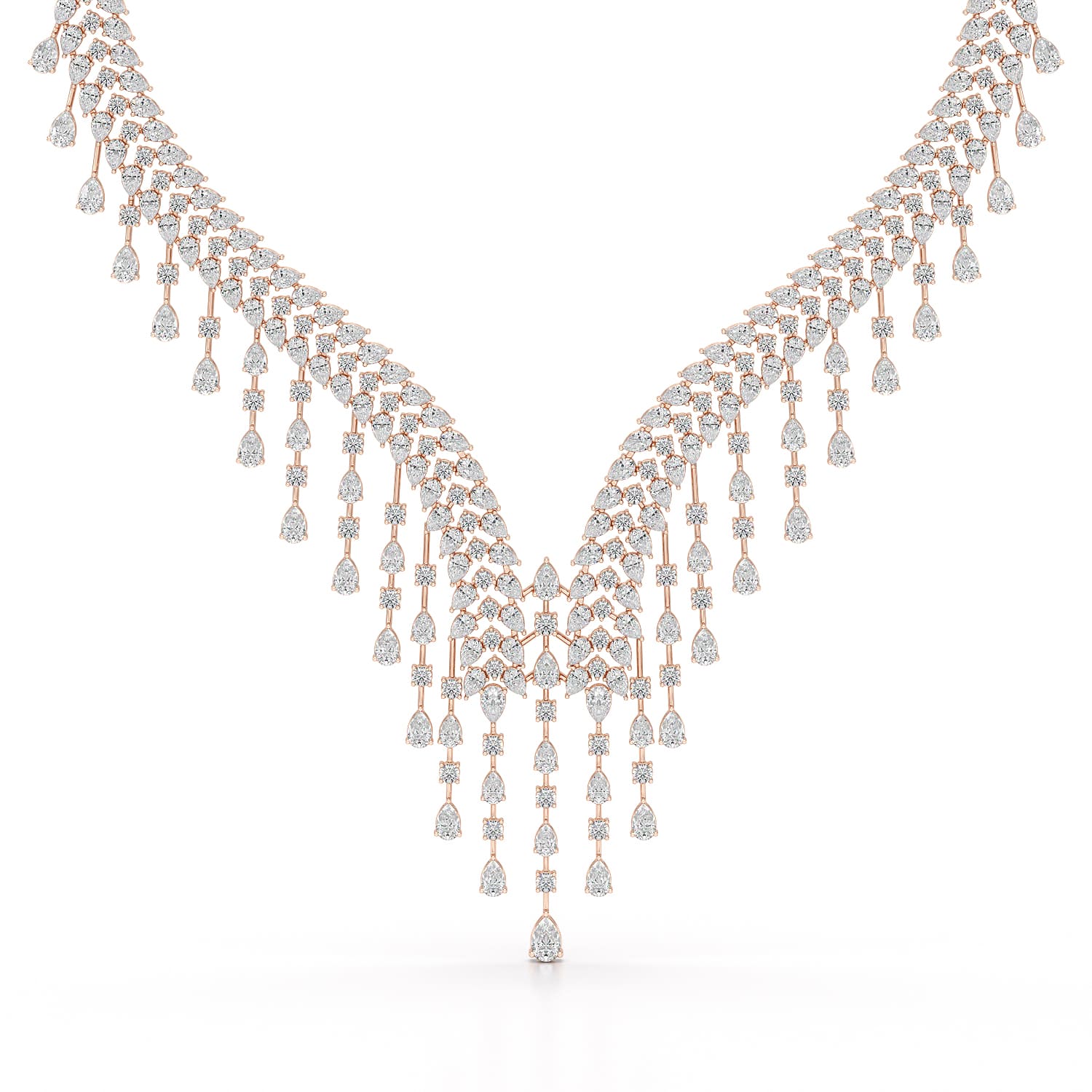 46.95 CT Lab Diamond Fancy Pear Cut Necklace