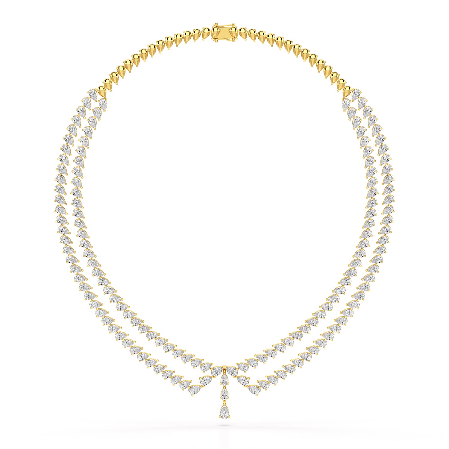 49.5 CT Lab Diamond Pear Cut Two Layer Necklace