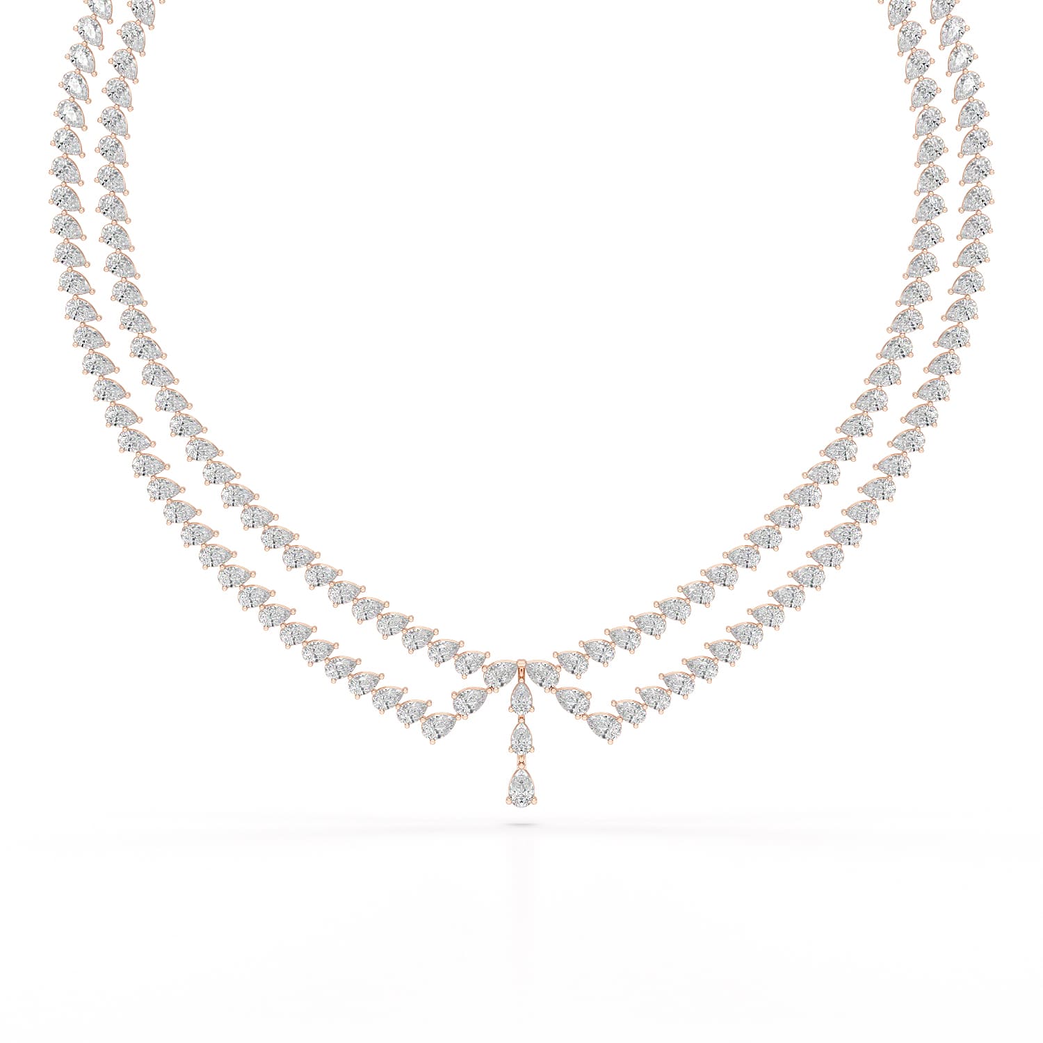 49.5 CT Lab Diamond Pear Cut Two Layer Necklace