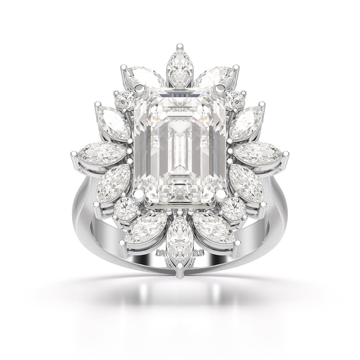 6.29 CT Emerald Cut Halo Lab Diamond Ring