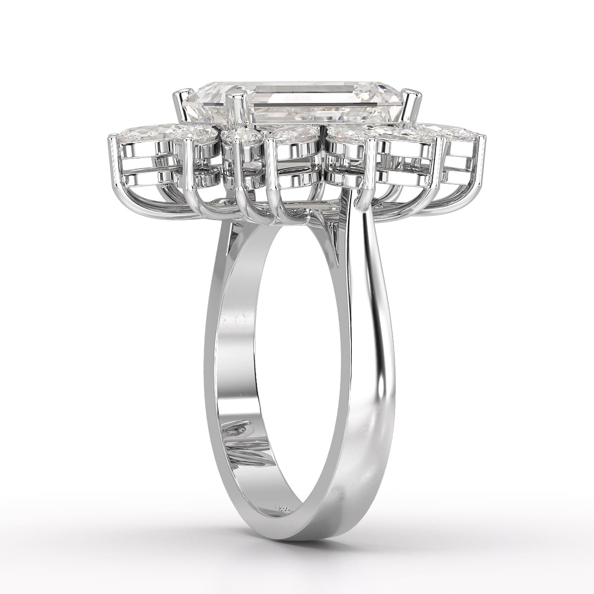 6.29 CT Emerald Cut Halo Lab Diamond Ring