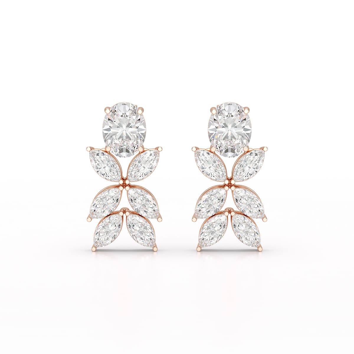 6.45 CT Marquise and Oval Cut Drop Earrings