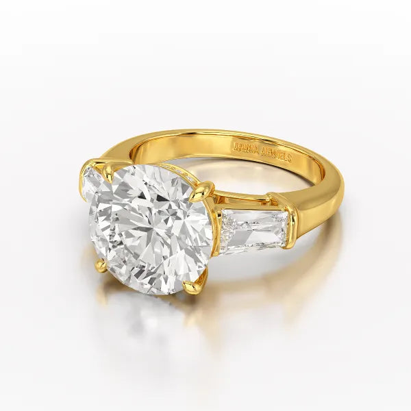 6.56 CT Three Stone Lab Diamond Ring - Jama Jewels 