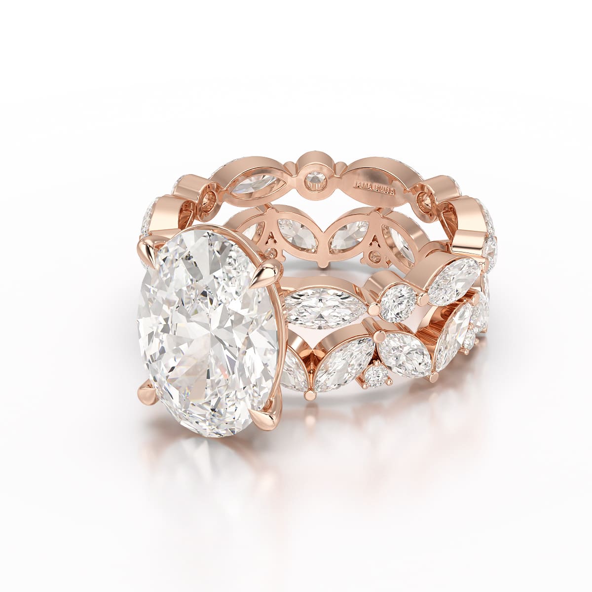 6.56 CT Oval and Marquise Cut Lab Diamond Ring