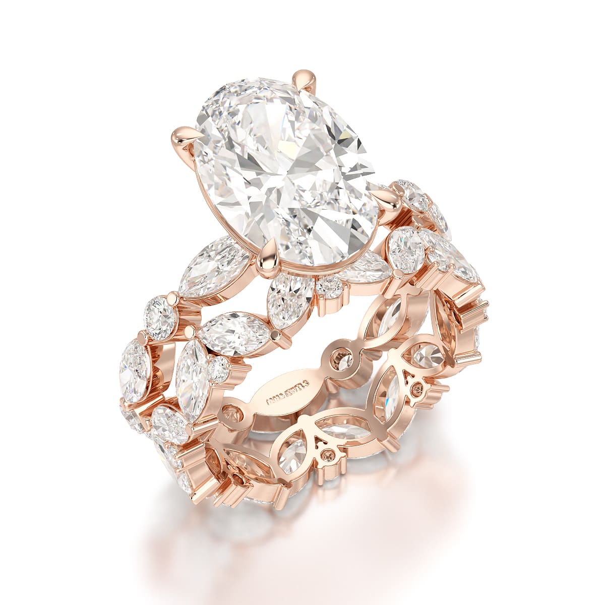 6.56 CT Oval and Marquise Cut Lab Diamond Ring