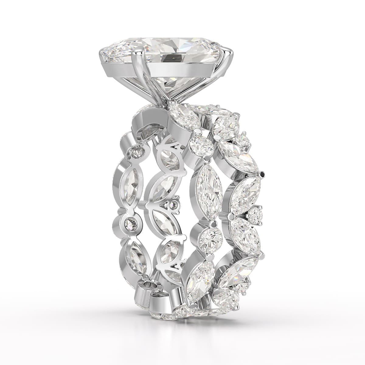 6.56 CT Oval and Marquise Cut Lab Diamond Ring