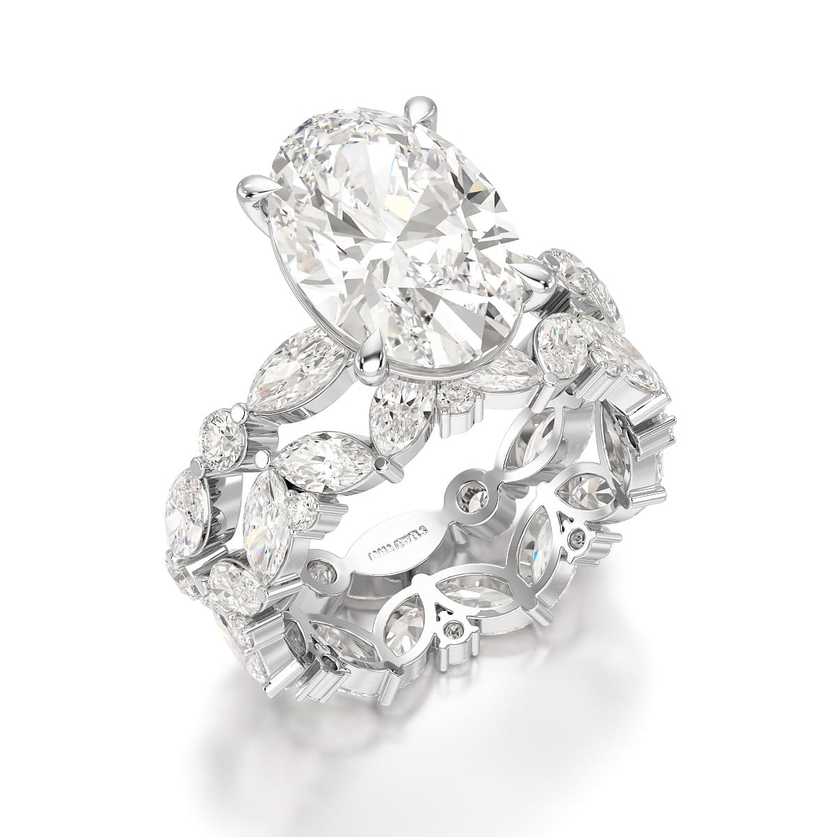 6.56 CT Oval and Marquise Cut Lab Diamond Ring