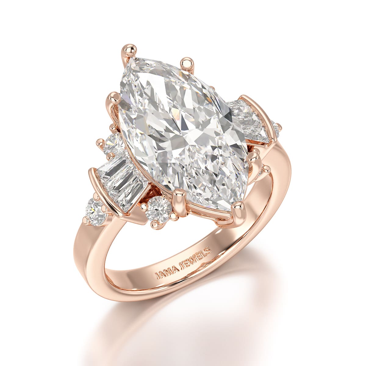 6.66 CT Marquise Cut Lab Diamond Wedding Ring - Jama Jewels 