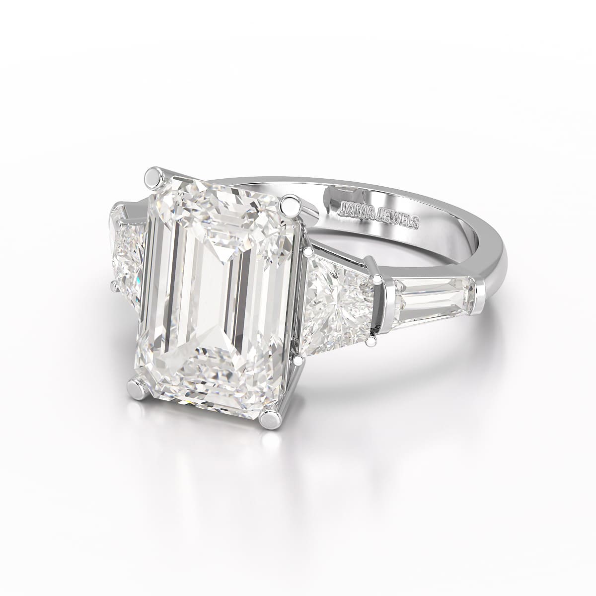 6.6 CT Lab Diamond Emerald and Tapper Cut Ring