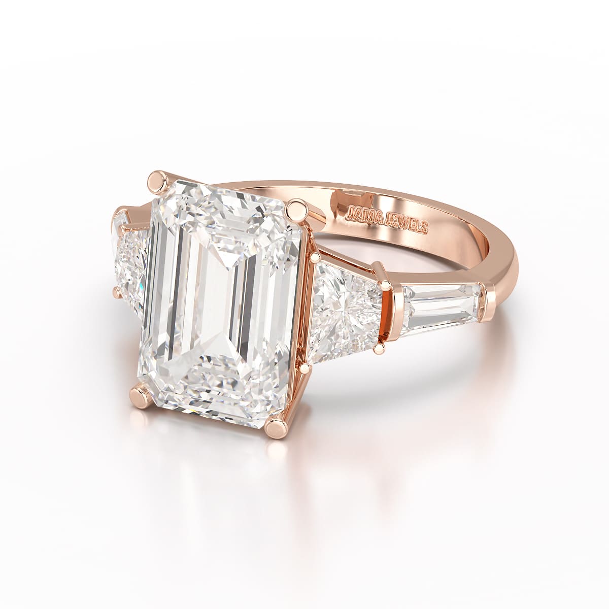 6.6 CT Lab Diamond Emerald and Tapper Cut Ring