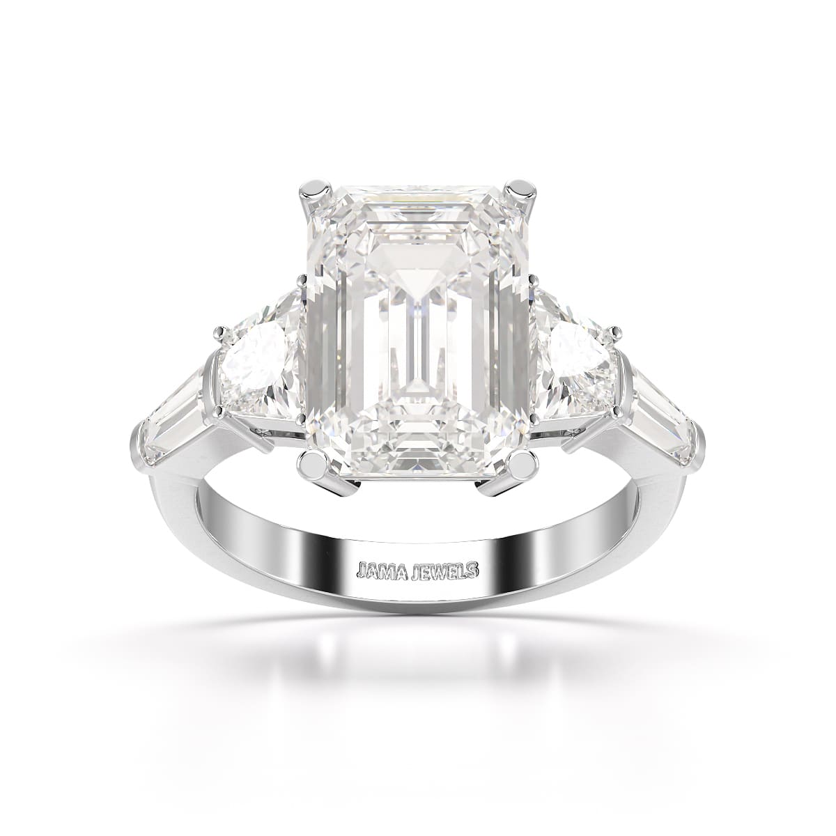 6.6 CT Lab Diamond Emerald and Tapper Cut Ring