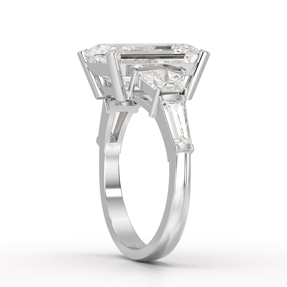 6.6 CT Lab Diamond Emerald and Tapper Cut Ring