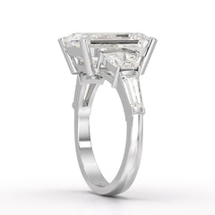 6.6 CT Lab Diamond Emerald and Tapper Cut Ring