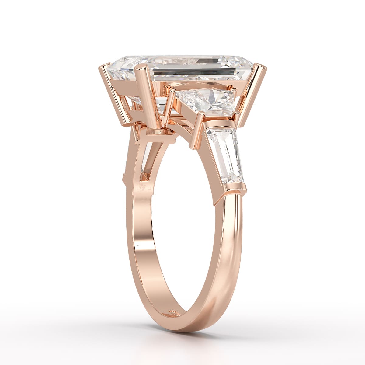 6.6 CT Lab Diamond Emerald and Tapper Cut Ring