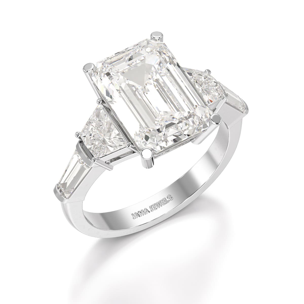 6.6 CT Lab Diamond Emerald and Tapper Cut Ring