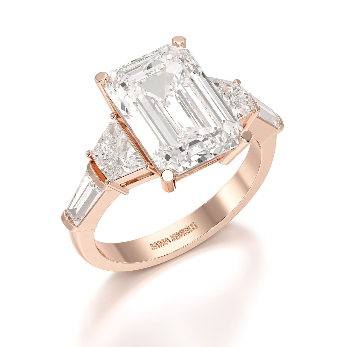 6.6 CT Lab Diamond Emerald and Tapper Cut Ring