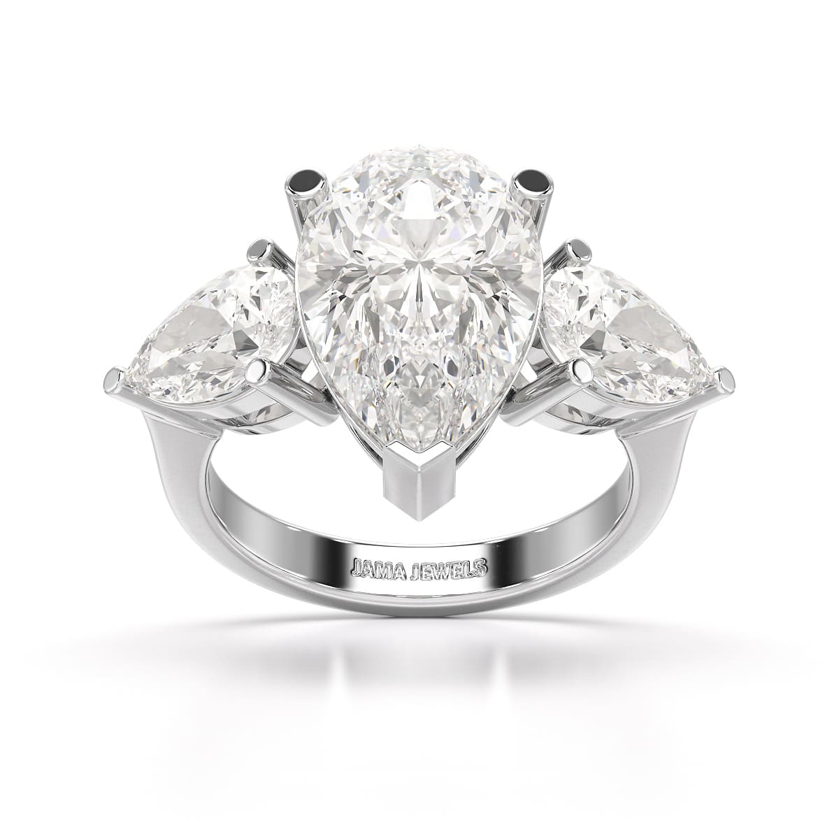 6.82 CT Lab Diamond Pear Cut Three Stone Ring