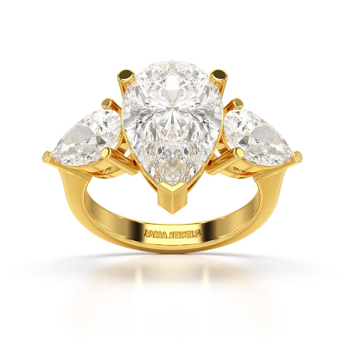 6.82 CT Lab Diamond Pear Cut Three Stone Ring