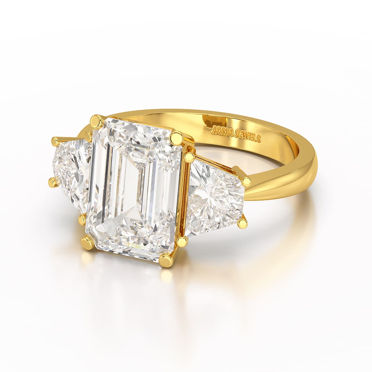6 CT Lab Diamond Emerald Cut Three Stone Ring