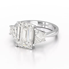 6 CT Lab Diamond Emerald Cut Three Stone Ring